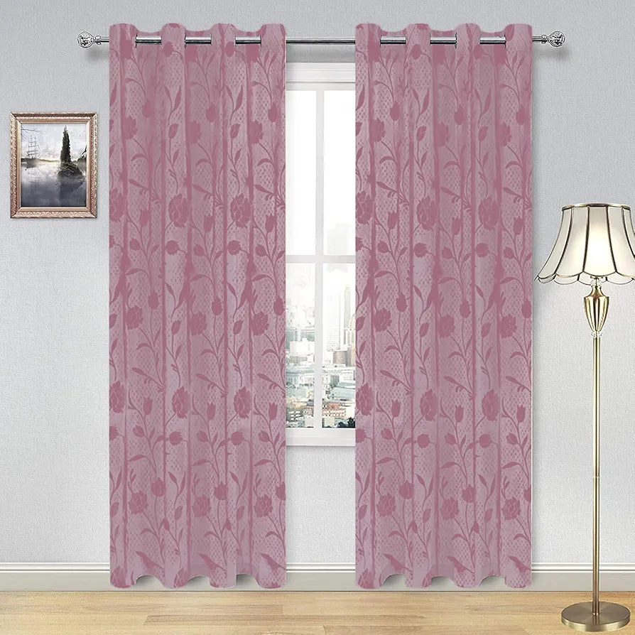 Cloth Fusion Sheer Curtain Door 7 Feet Rose-Wine