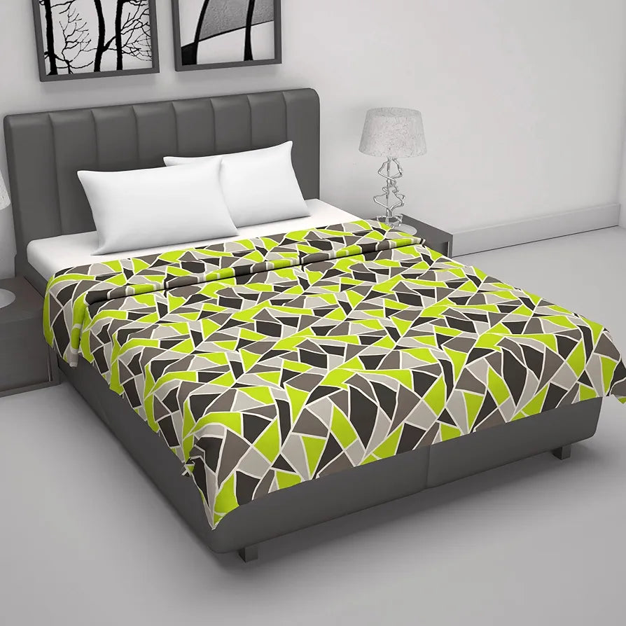 Divine Casa 100% Cotton Double Bed AC Dohar Blanket Ultra Soft 3 Layer Lightweight Comforter TC - 144 Colour Jolly Green