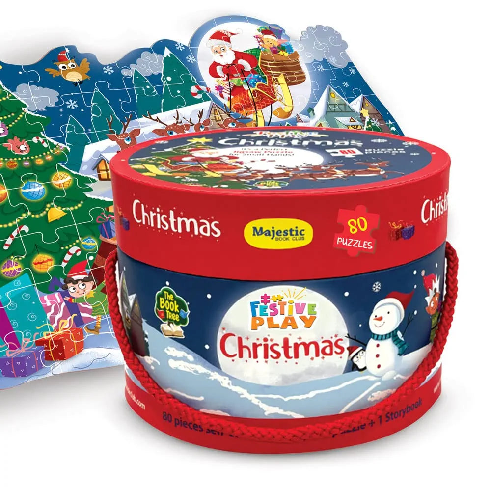 THE BOOK TREE Christmas Puzzle Gift Box For Kids I 80 Puzzle Pieces & 1 Storybook I Christmas Puzzle For Children I Ideal Christmas Gift For Kids I Gift Box By Majestic Book Club - Christmas Gifts