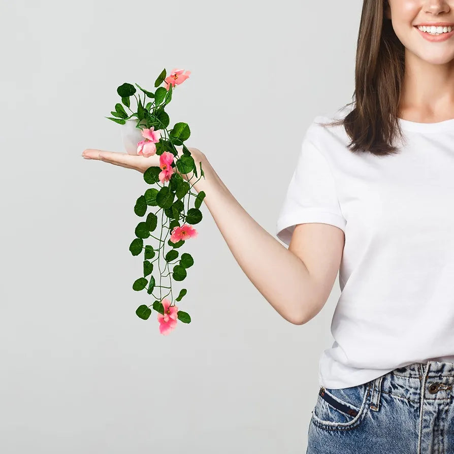 Artificial Flower Vine Plants Falling with Small Size Pot Natural Touch Pack of 2 DESIGN-07