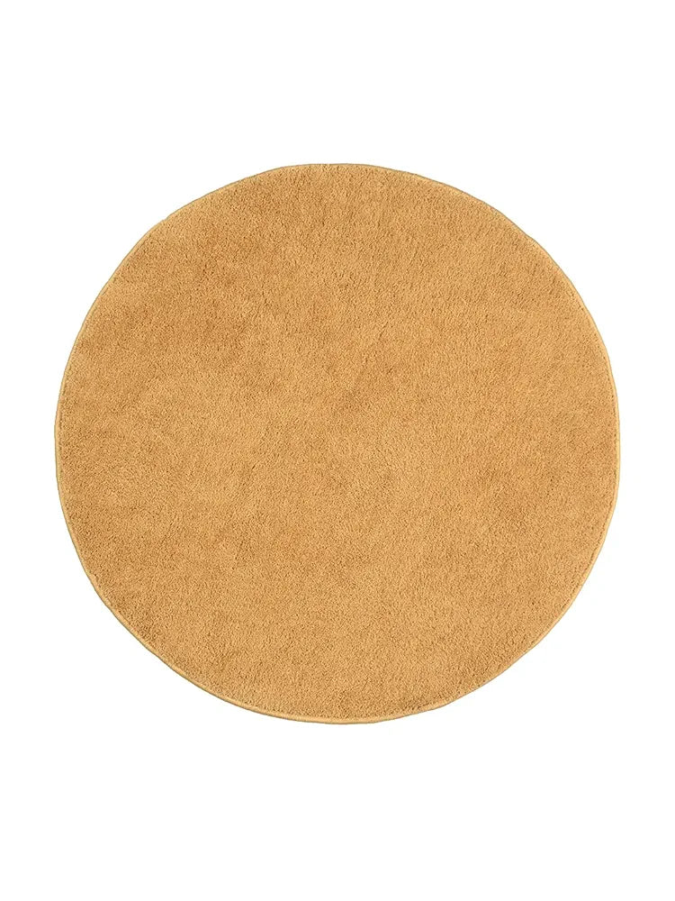 Saral Home Neo Shaggy Yarn Anti-Skid Round Mats Colour Glod