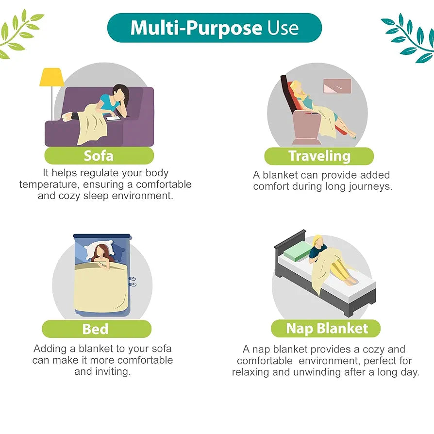 Divine Casa Glace Cotton 120 GSM Reversible Lightweight Printed Single Bed AC Dohar Blanket Quilt Colour Turquoise and Green TC - 120