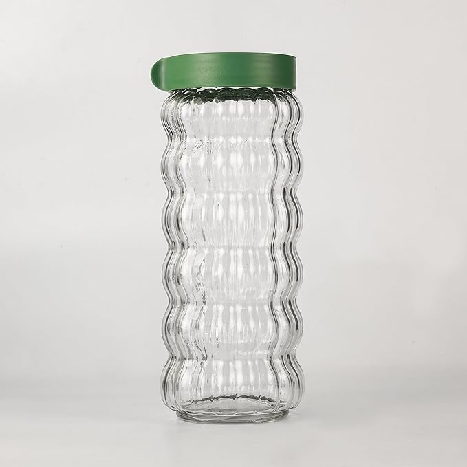 Femora Kitchen Storage Jars Clear Glass With Plastic Stackable Lid Jar | 1000 Ml | Pack of 2