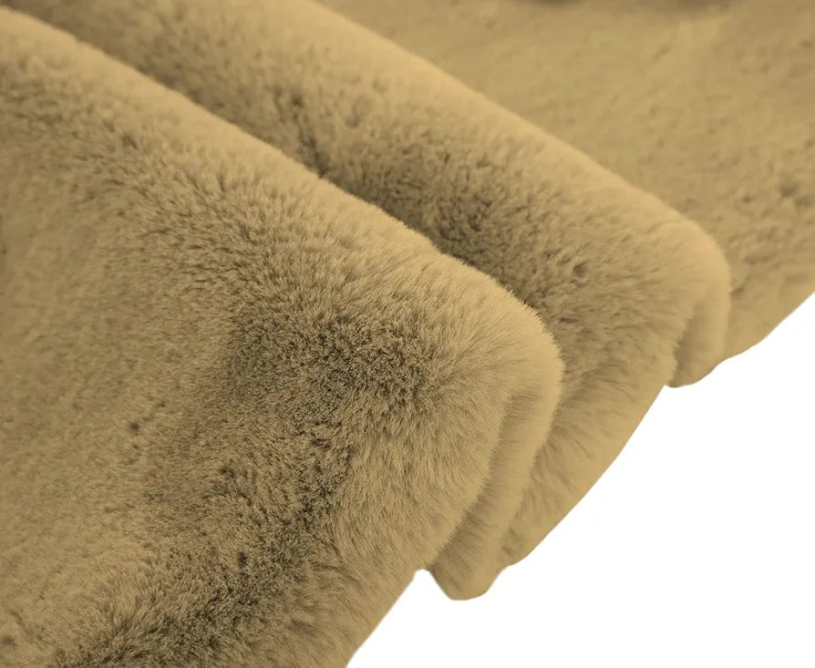 Luxe Home International Rectangular Bath mat Super Soft Anti Skid Rabbit Fur Mats 40X60 Cm Colour Cream Mocka