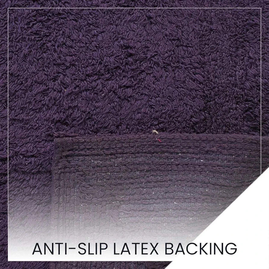 Sashaa World Solid Anti-skid Cotton Bathmat And Contour Set For Bathroom Colour Purple