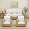 Cloth Fusion Italian Velvet Sofa Cover 5 Seater Set Perfect Floral Embossed Sofa Cover 3 Seater and 2 Seater Bone White
