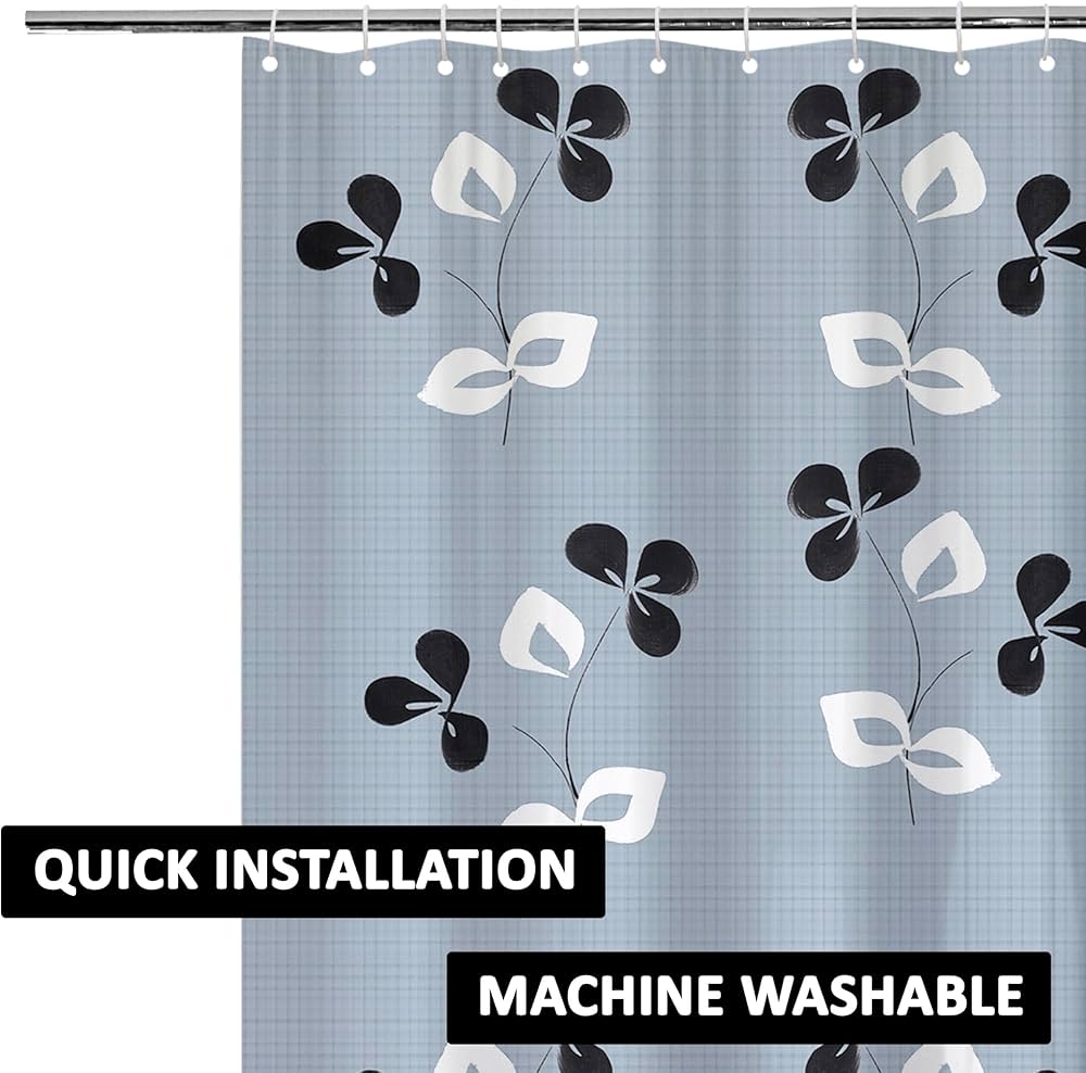 Kuber Industries Shower Curtain Bathroom Shower Curtain 8 Rings Curtain Painting Grey