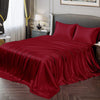 Cloth Fusion Satin Bedsheet for Queen Size Bed Set of 1 Satin Sheet 2 Pillow Covers H603 115 TC Crimson Red