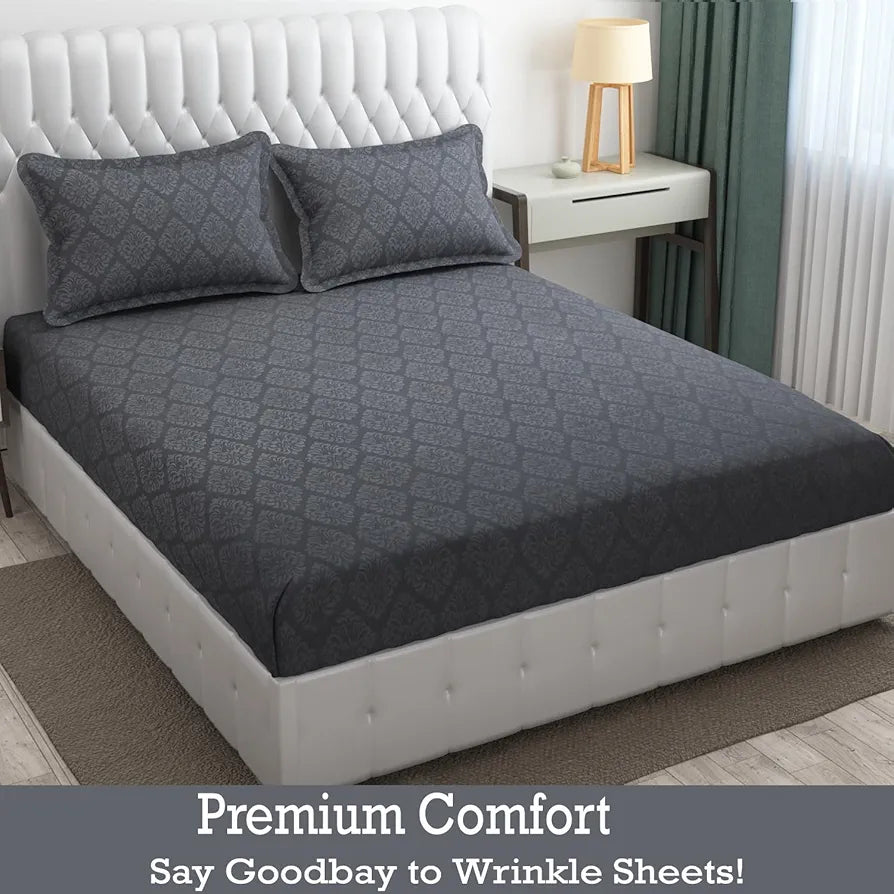 Fresh From Loom Microfiber King Size Bedsheet Hypoallergenic Bed Sheets with 2 Pillow Covers Grey Damas