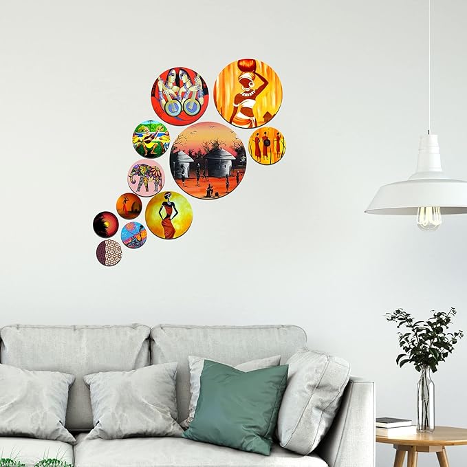 Artvibes Designer MDF Wooden Wall Hanging Ornaments Decoration Item for Home | Pack of 11 Pieces