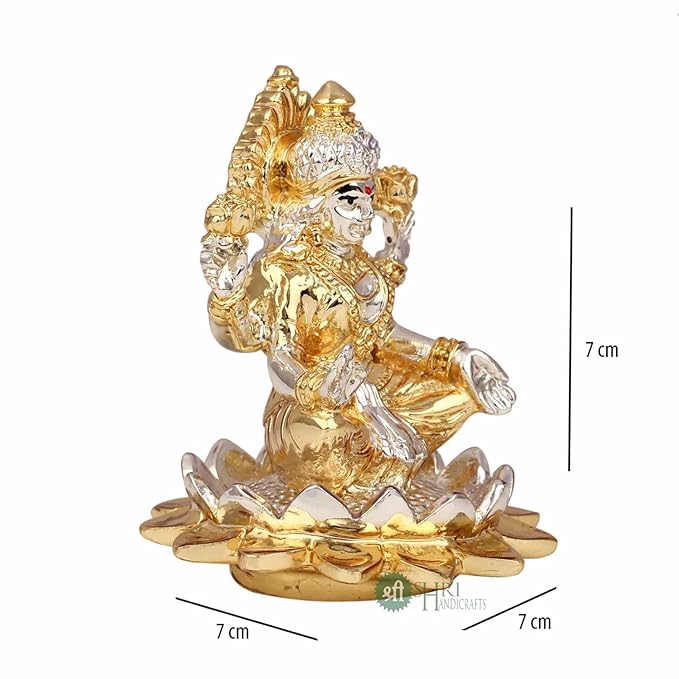 Indicast Resin Goddess Sitting on Lotus Laxmi Idol Murti Statue for Home and Office Decor