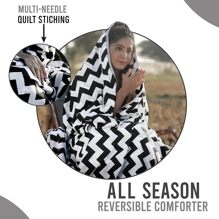 Divine Casa 120 GSM Microfiber Single Bed Comforter Soft & Lightweight Reversible AC Blanket Colour Anthracite