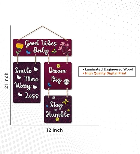 Artvibes Decorative Wall Art Mdf Wooden Hanger for Living Room | Quotes Item | Wall Art