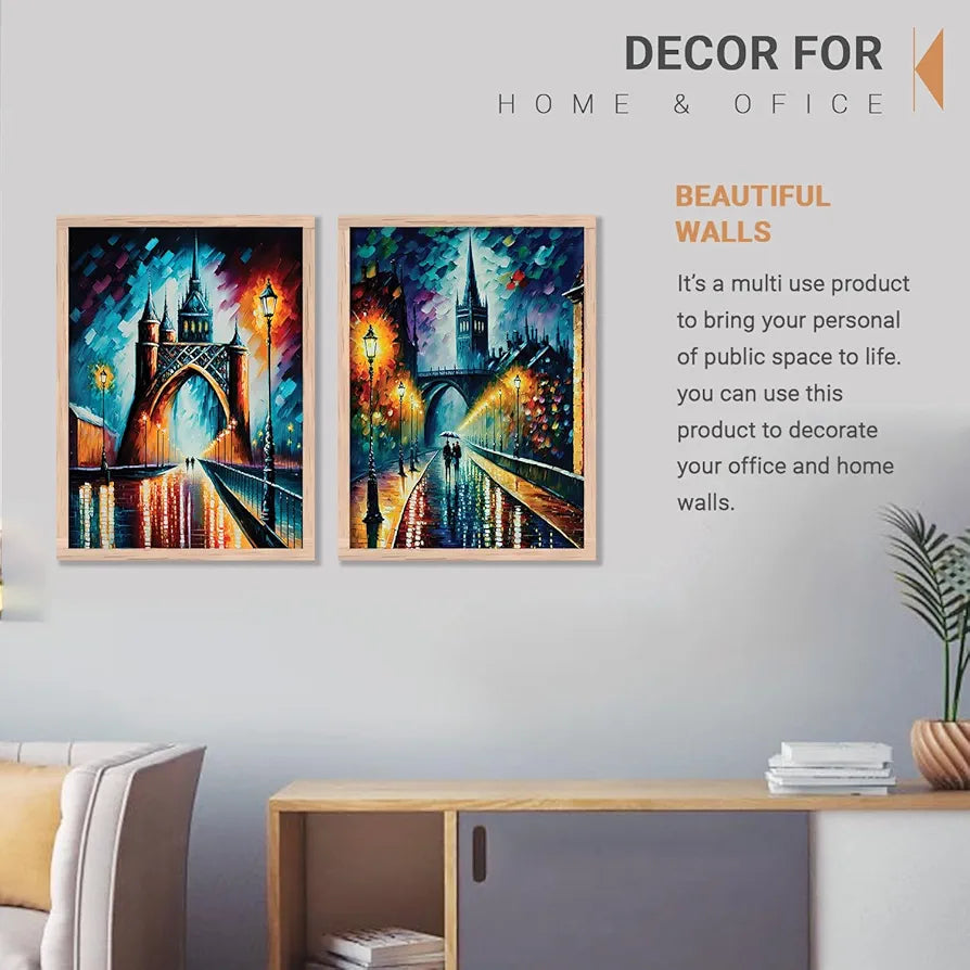 Kotart Premium Digital Painting with Frame for Home Decoration Iconic City Painting Pack of 2 Design02