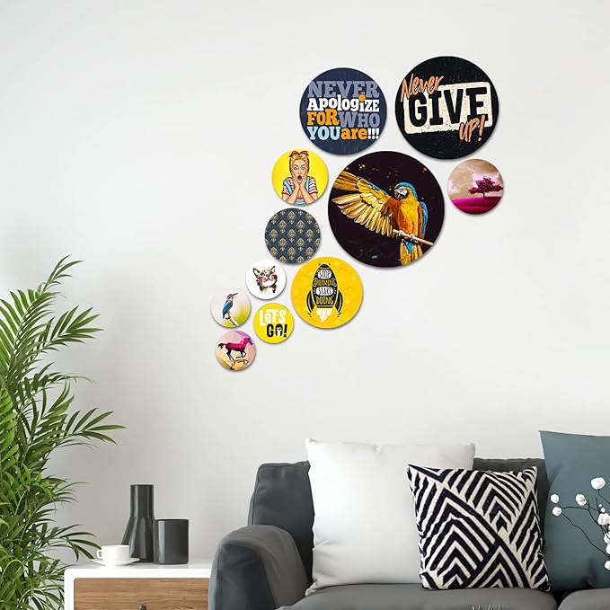 Artvibes Designer Mdf Wooden Wall Hanging for Home, Office | Set of 11 | Multicolour | Nature