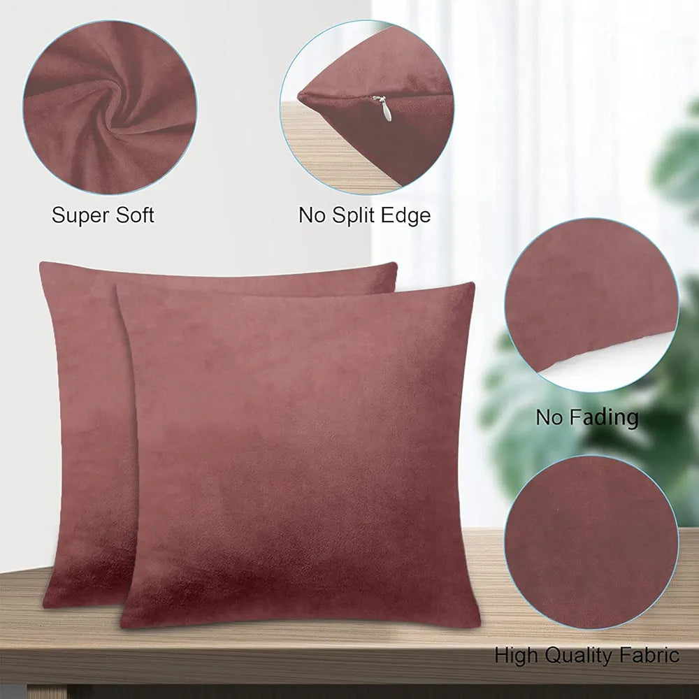 Cloth Fusion Velvet Sofa Cushion Cover Set of 5 Luxurious Cushion Cover Dusty Pink