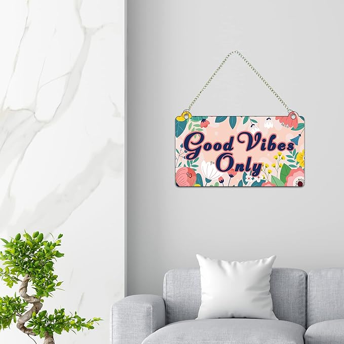 Artvibes Good Vibes Only Designer Wooden Wall Hanging for Home Decor | Artworks Wall Hangings
