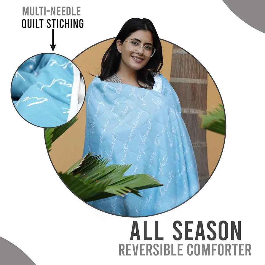 Divine Casa Luxor Abstract Microfibre Single Comforter Colour Blue