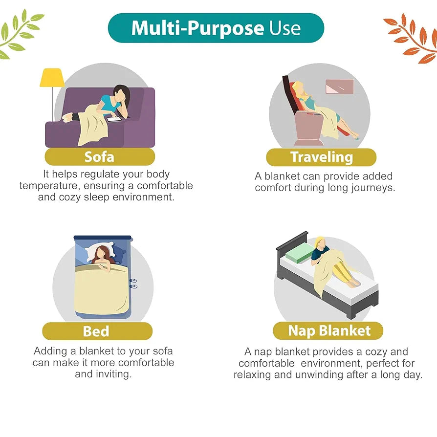 Divine Casa 100% Cotton Single Bed Dohar Lightweight AC Blanket Soft & Breathable Reversible Quilt Colour Lime Punch