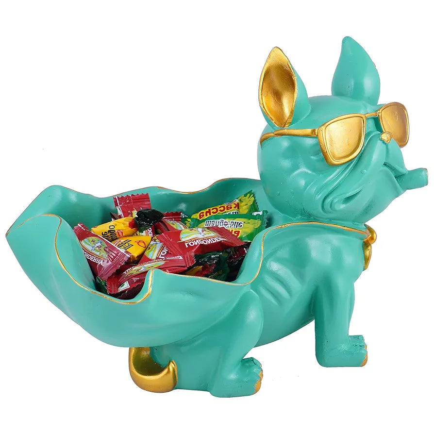 Zart Cool Dog Showpiece for Home Shelves Decor Item Dog Aquamarine Green Bask