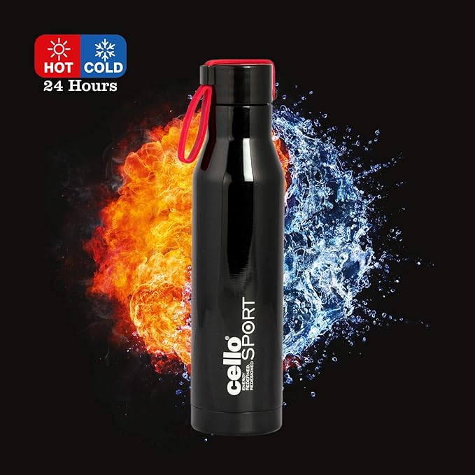Cello Maestro Thermosteel Flask | 1 Litre | Black | 24 Hours Hot and Cold Stainless Steel Bottle