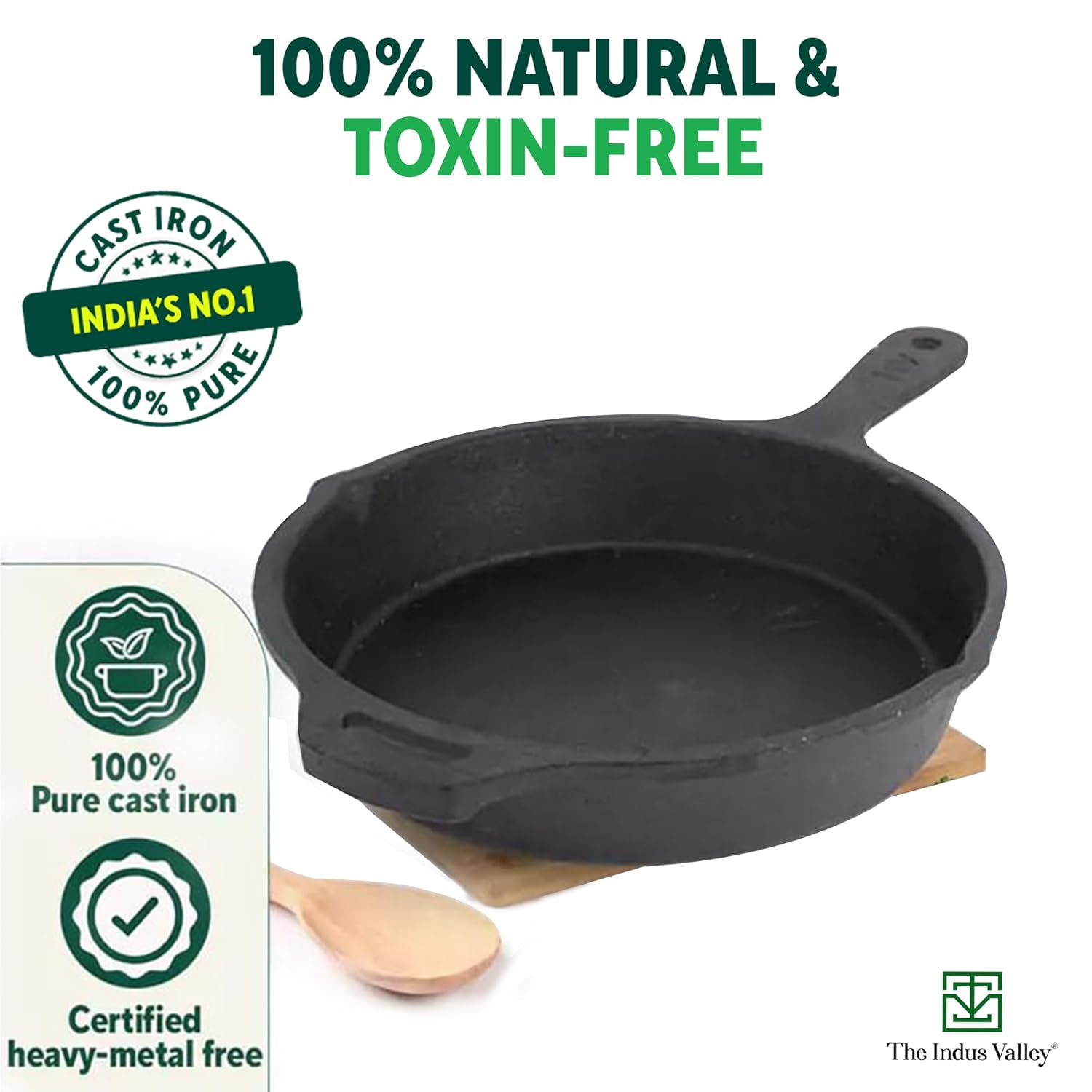 The Indus Valley Pre-Seasoned Cast Iron Fry Pan | Skillet With Silicone Grip