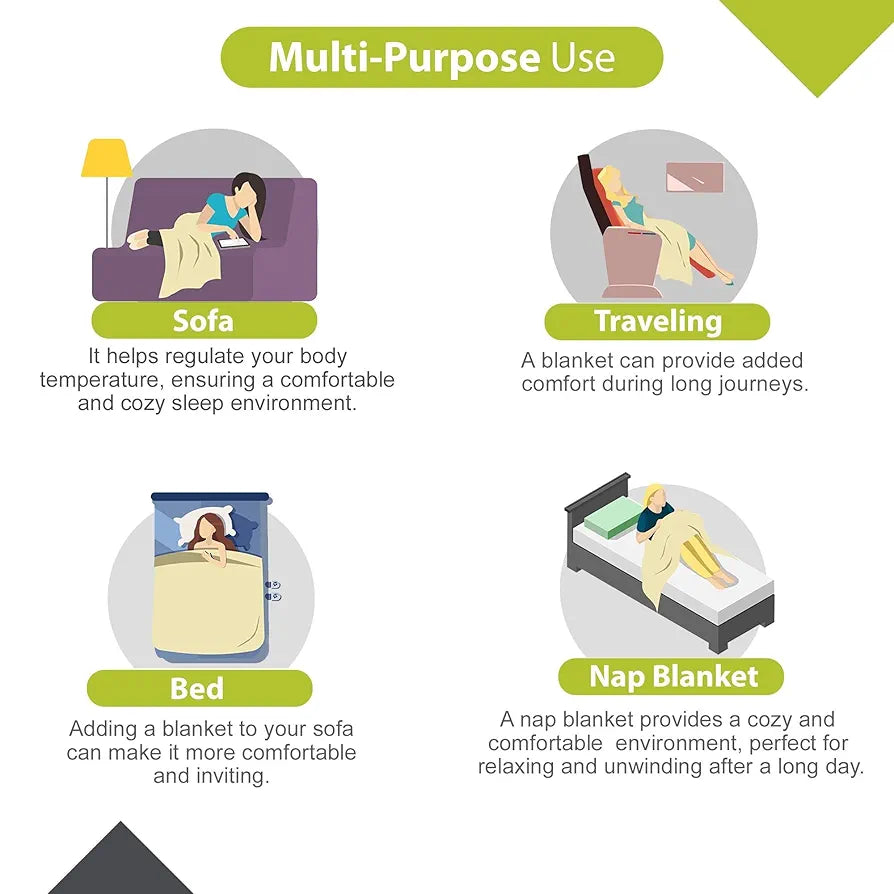 Divine Casa 100% Cotton Double Bed AC Dohar Blanket Ultra Soft 3 Layer Lightweight Comforter TC - 144 Colour Jolly Green