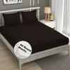 Fresh From Loom 240 TC Satin Striped Elastic Fitted Bed Sheets King Size Bed with Two Pillow Cover Multicolor Dark Coffee