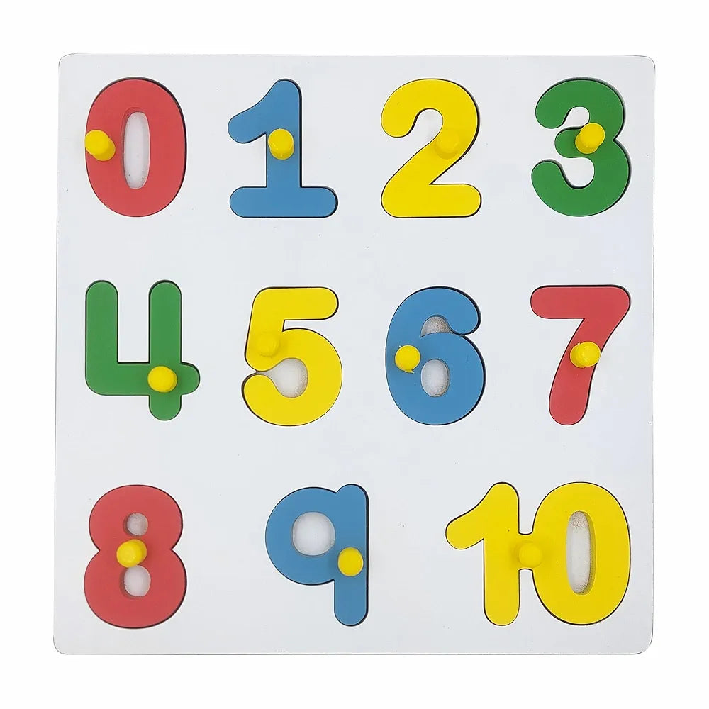 Tantrums Wooden Number Puzzle Board, 0-10 Learning Tray with Knobs, Educational Toy for Preschoolers