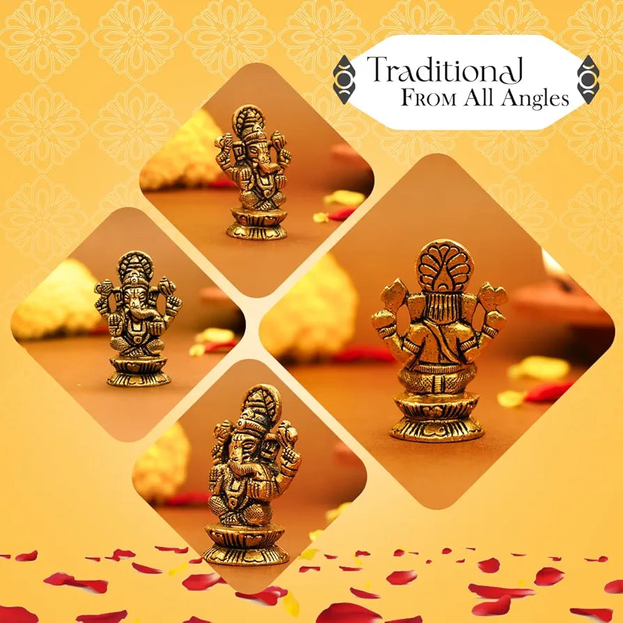 Ekhasa Pure Brass Ganesha Idol Pital Ganesh Murti Size: 5.5 cm