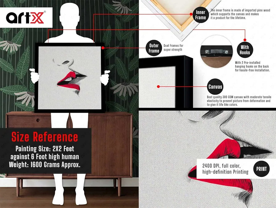 ArtX Kiss Romantic Love Abstract Painting Big Canvas Valentine's Day