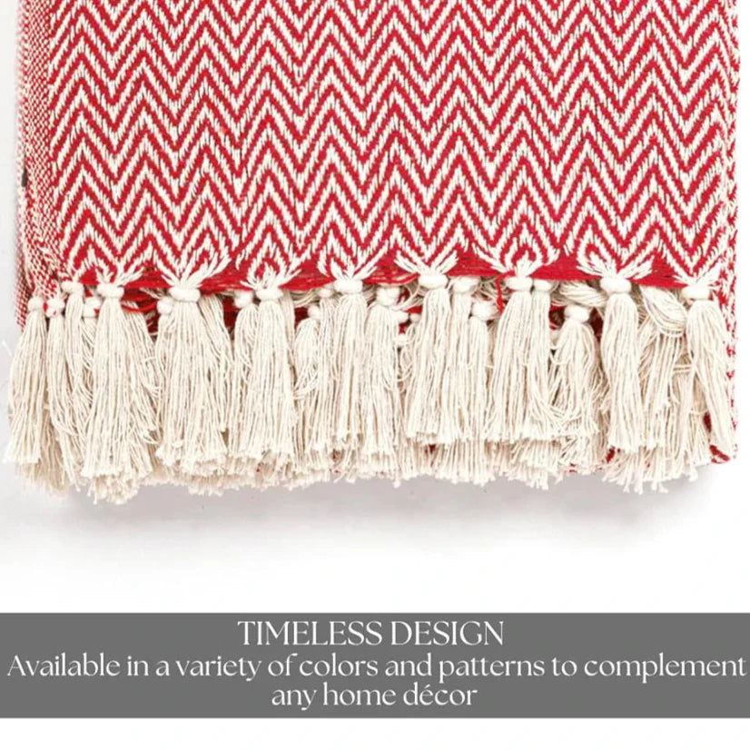 Homadorn All Season Cotton Weaved Throw Blanket Colour Red