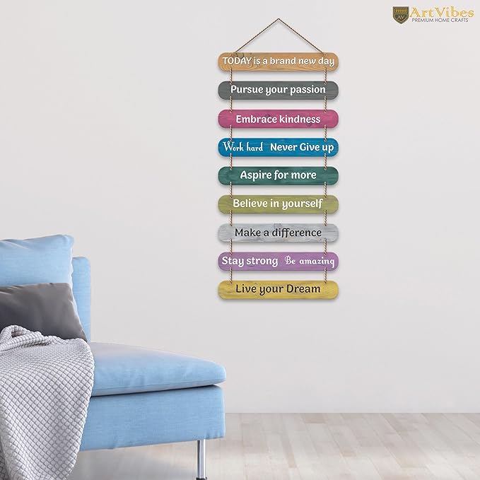 Artvibes Decorative Positive Quote Printed Wooden Wall Hanging for Home Decor Items