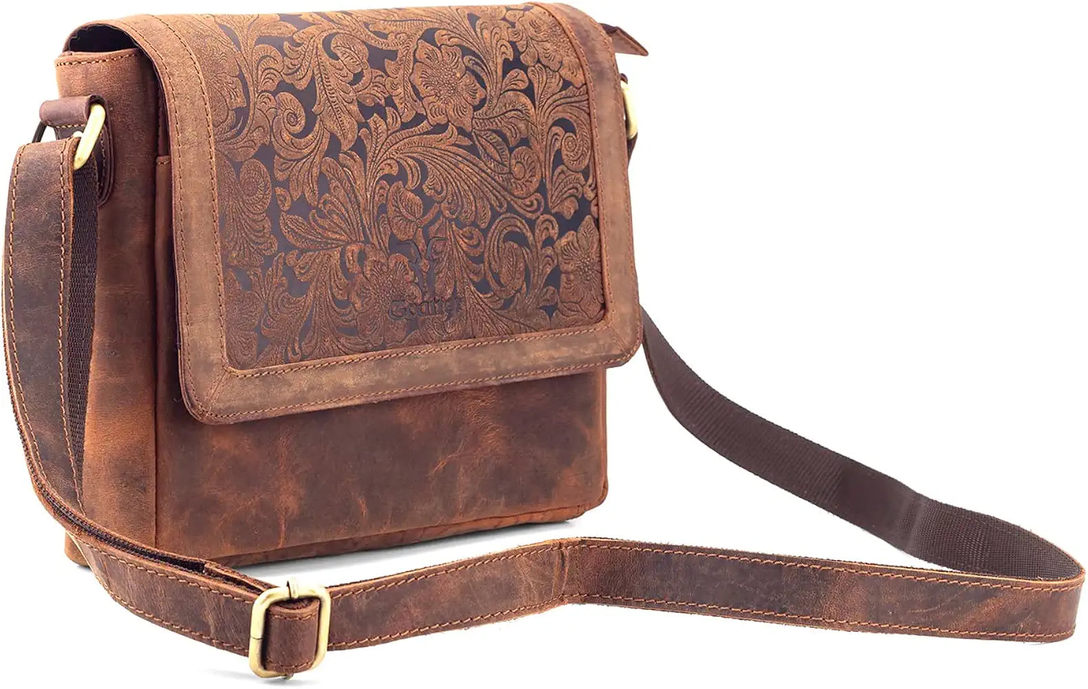 Goatter Hunter Leather Floral Sling Bag for Girls and Women,