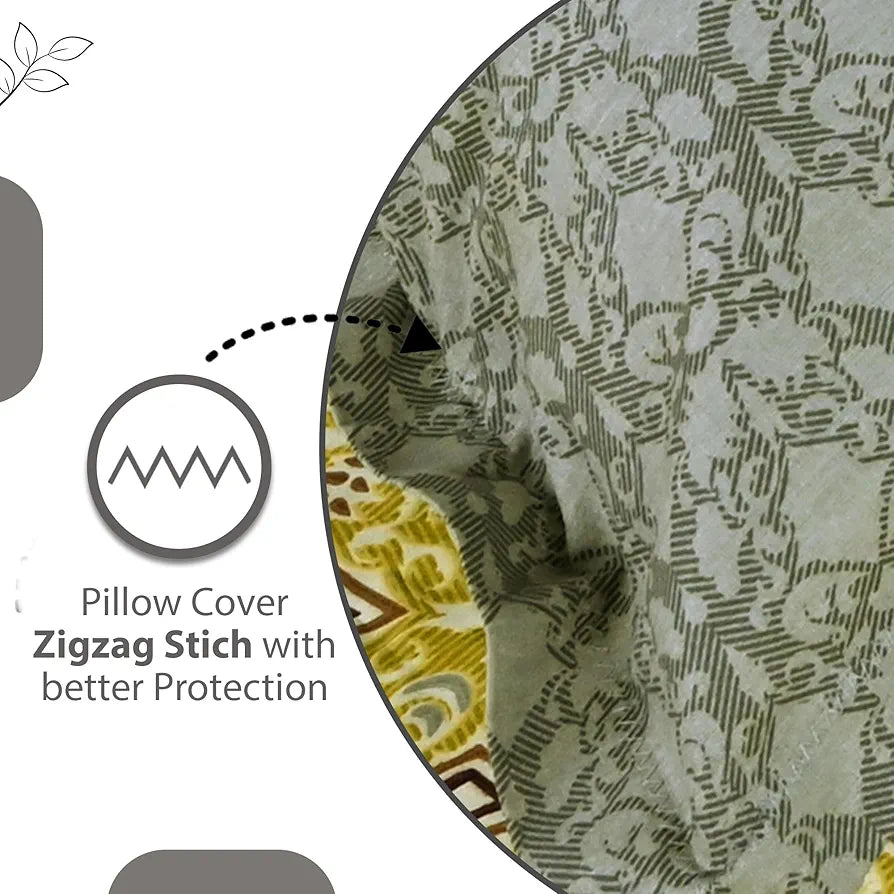 Divine Casa 144 TC 100% Pure Cotton Double Bedsheet with 2 Pillow Covers Ikat Diamond Print Colour Mustard Yellow