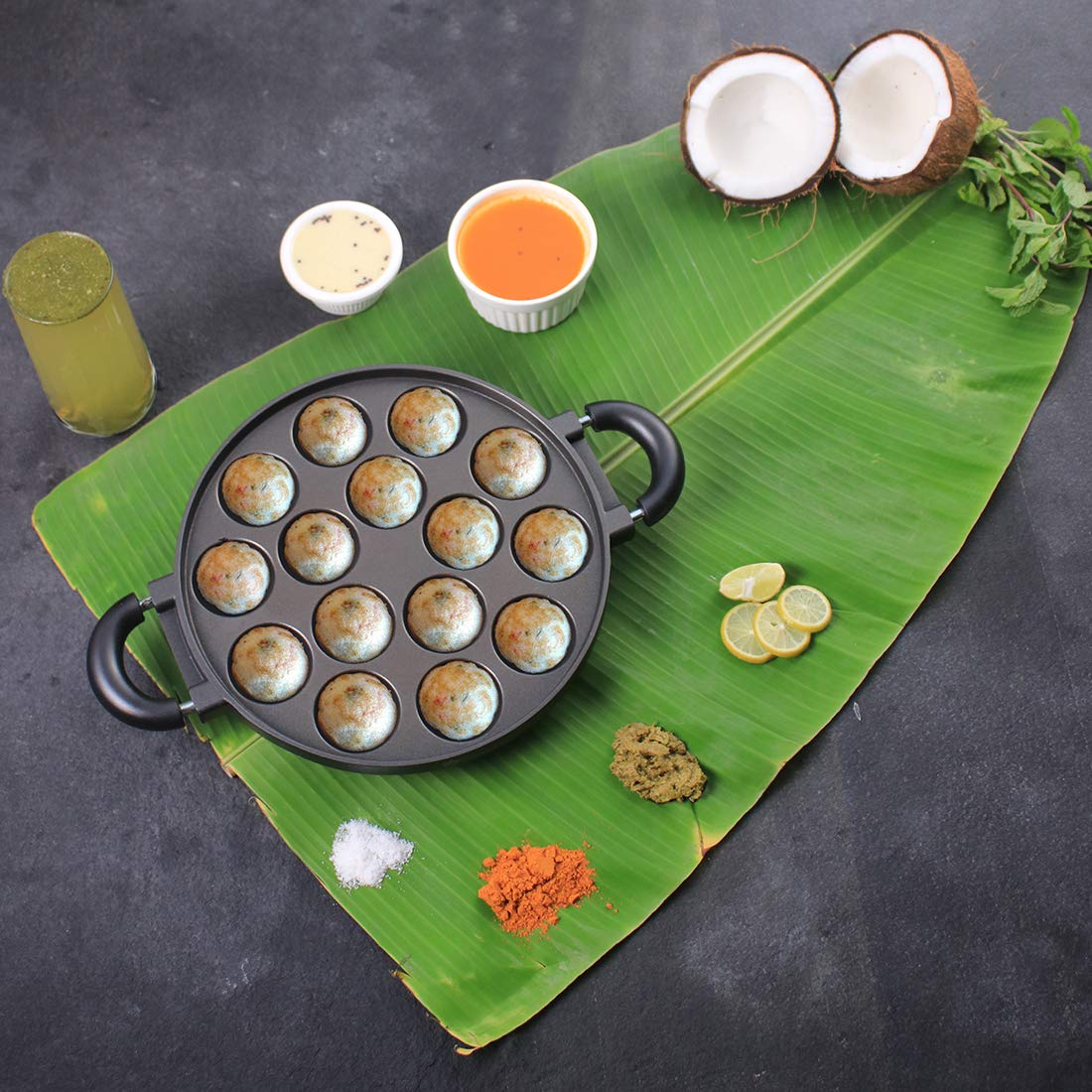 Wonderchef Non Stick Paniyarakkal Ceramic Pan, Paniyaram Pan 23 Cm | 15 Cativies
