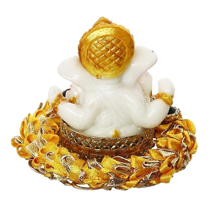 Ecraftindia Lord Ganesha Idol on Gottapatti Work Decorative Handcrafted Plate