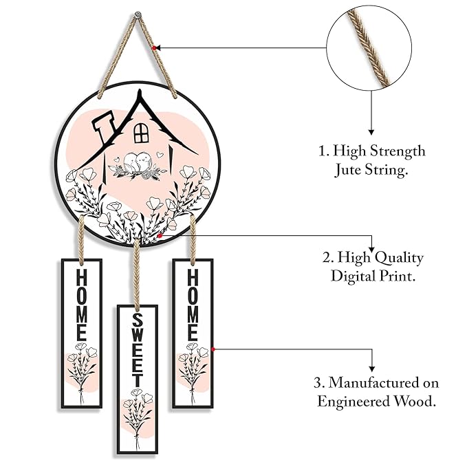 Sehaz Artworks Home Decor Items for Living Room Wooden Wall Hangings Home Sweet Home