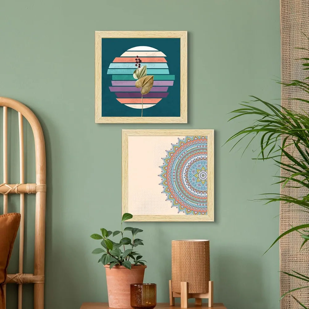 ArtX Paper Abstract Big Wall Art Frame Painting Multicolor Set of 4