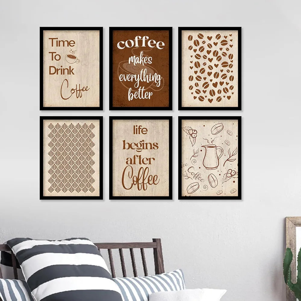 Kotart Wood Time To Drink Coffee Restaurant Quotes Posters With Frame For Kitchen