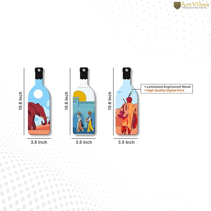 Artvibes Modern Abstract Art Wooden Wall Hanging for Home Decor | Set of 3