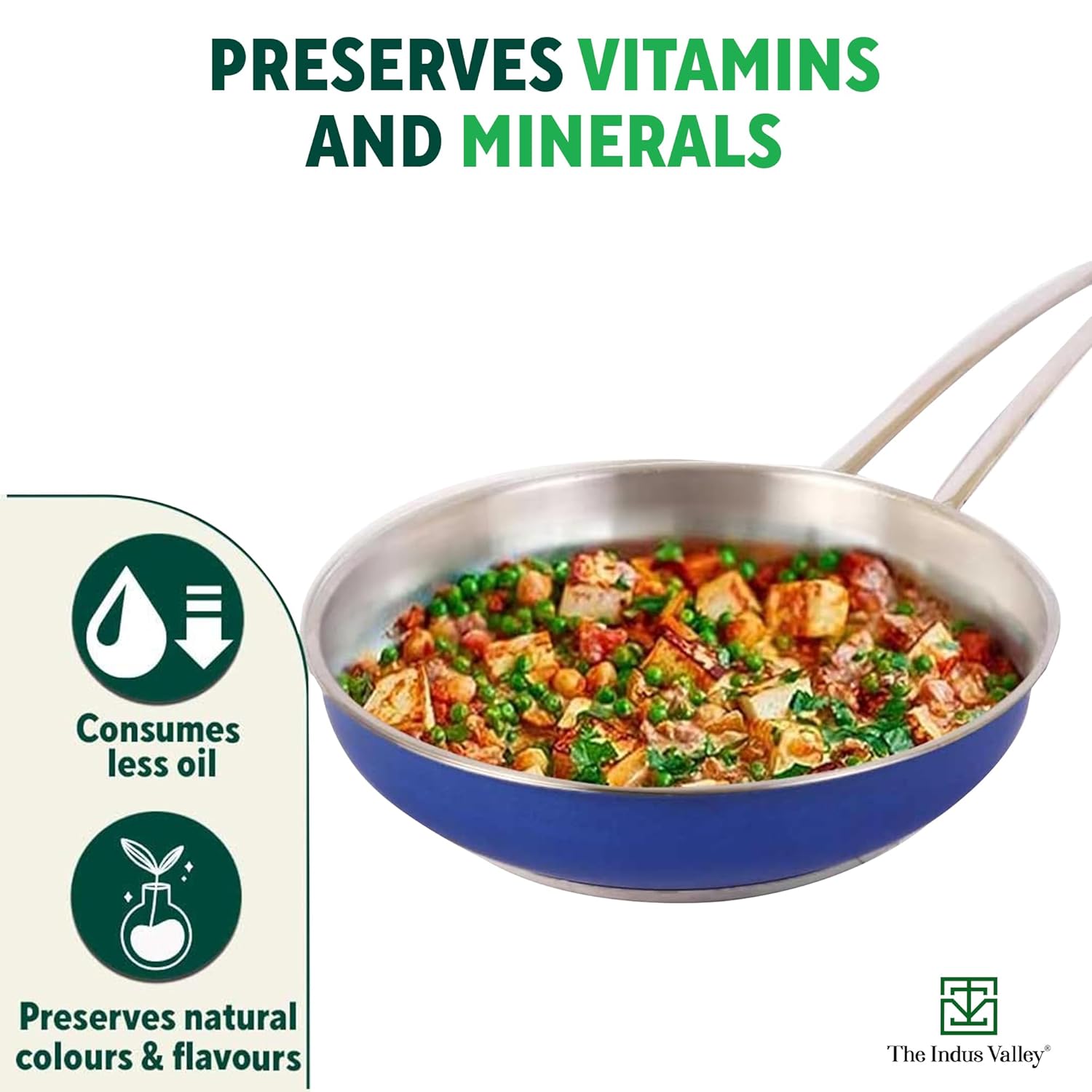 The Indus Valley Coloured Stainless Steel Fry Pan