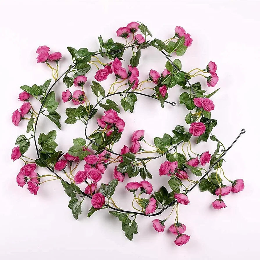 Artificial Flower Vine Garland Creeper 69 Small Rose  Garland for Decoration Pack of 2