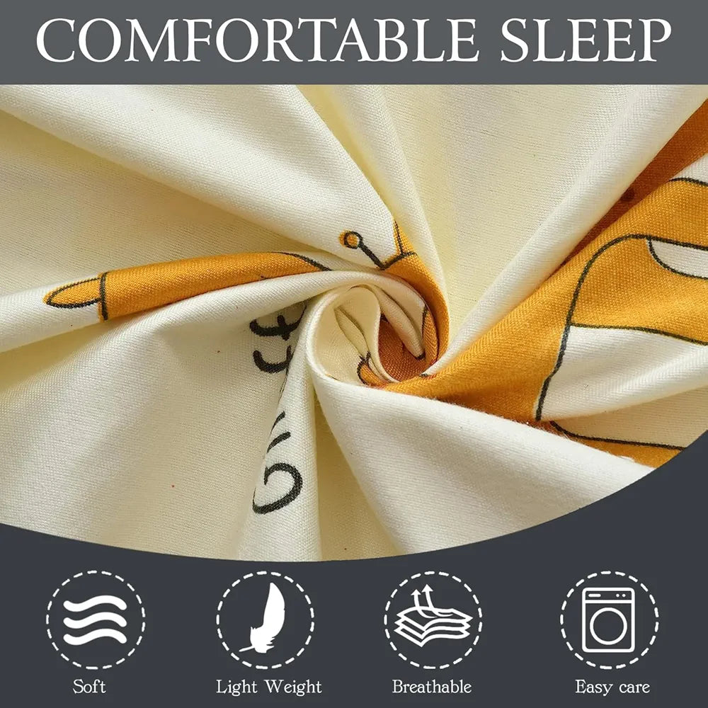 Fresh From Loom Glace Cotton Wrinkle Free Elastic Fitted Bed Sheet with 2 Pillow Cream Animal Double Bed 300 TC