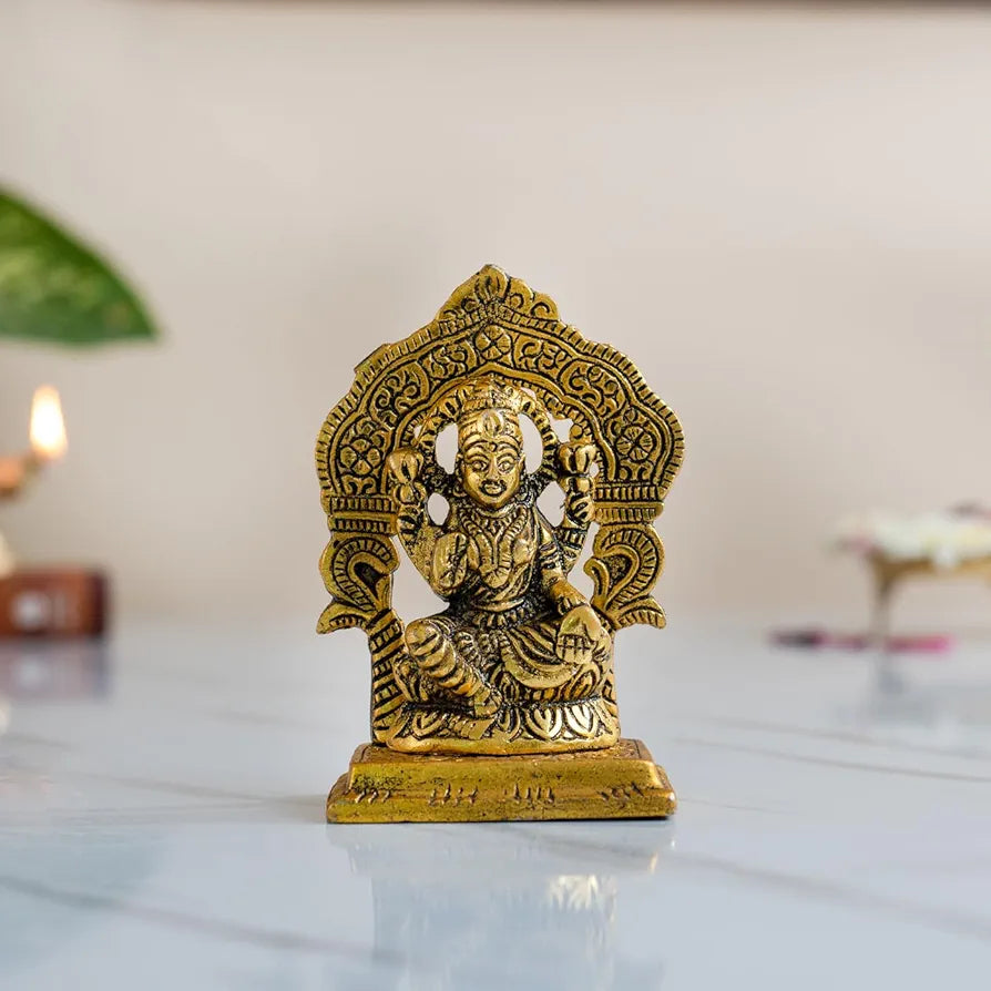 DecorTwist® Lakshmi Idol 4.9 Inch Height | Metal Laxmi Murti | Lakshmi MATA Gift for Home Decor, Office Desk, Puja Room Figurine, Decorative Showpiece Pack of 1