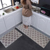 Ishro Home Kitchen Mats For Floor Anti Slip Waterproof Set Of 2 Pcs Colour Grey Diamonds