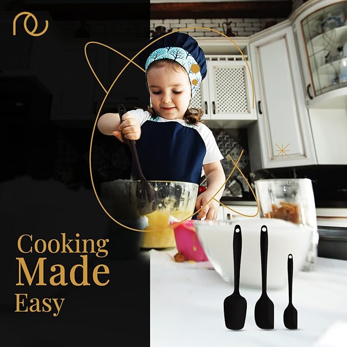 Frenchware Set of 3, Silicone Spatulas | Non-stick Spatula for Cooking, Baking & Mixing | Dishwasher Safe