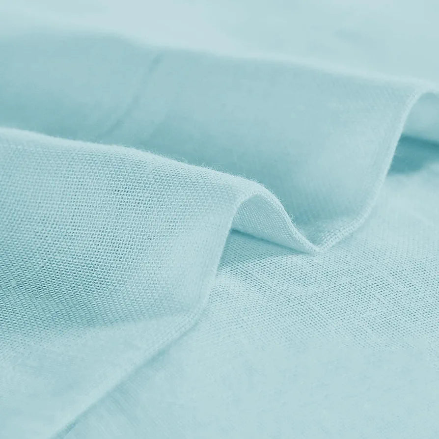 Cloth Fusion Cotton Feel Sheer Window Curtains 5 Feet Long Set of 2 Semi-Transparent Aqua