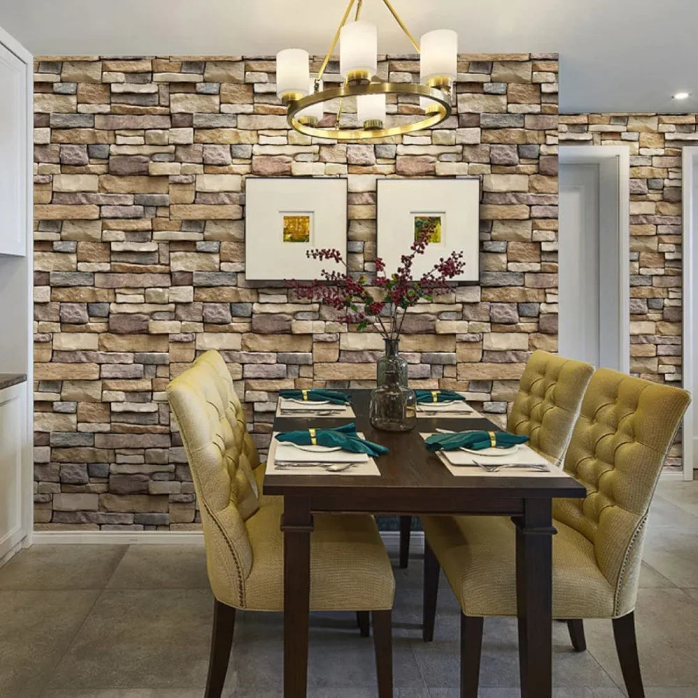 Jaamso Royals Brick Stone Vinyl Peel and Stick Wall Papers for Home Brick Wallpapers 500CM