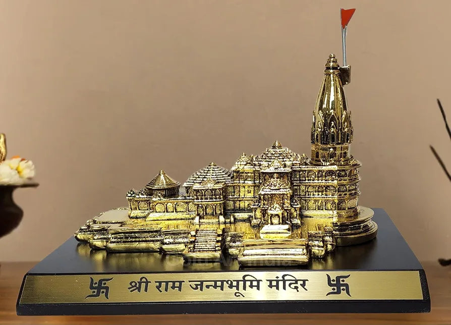 Gold Art India Ram Mandir Ayodhya Gold Plated Antique - Minature Big